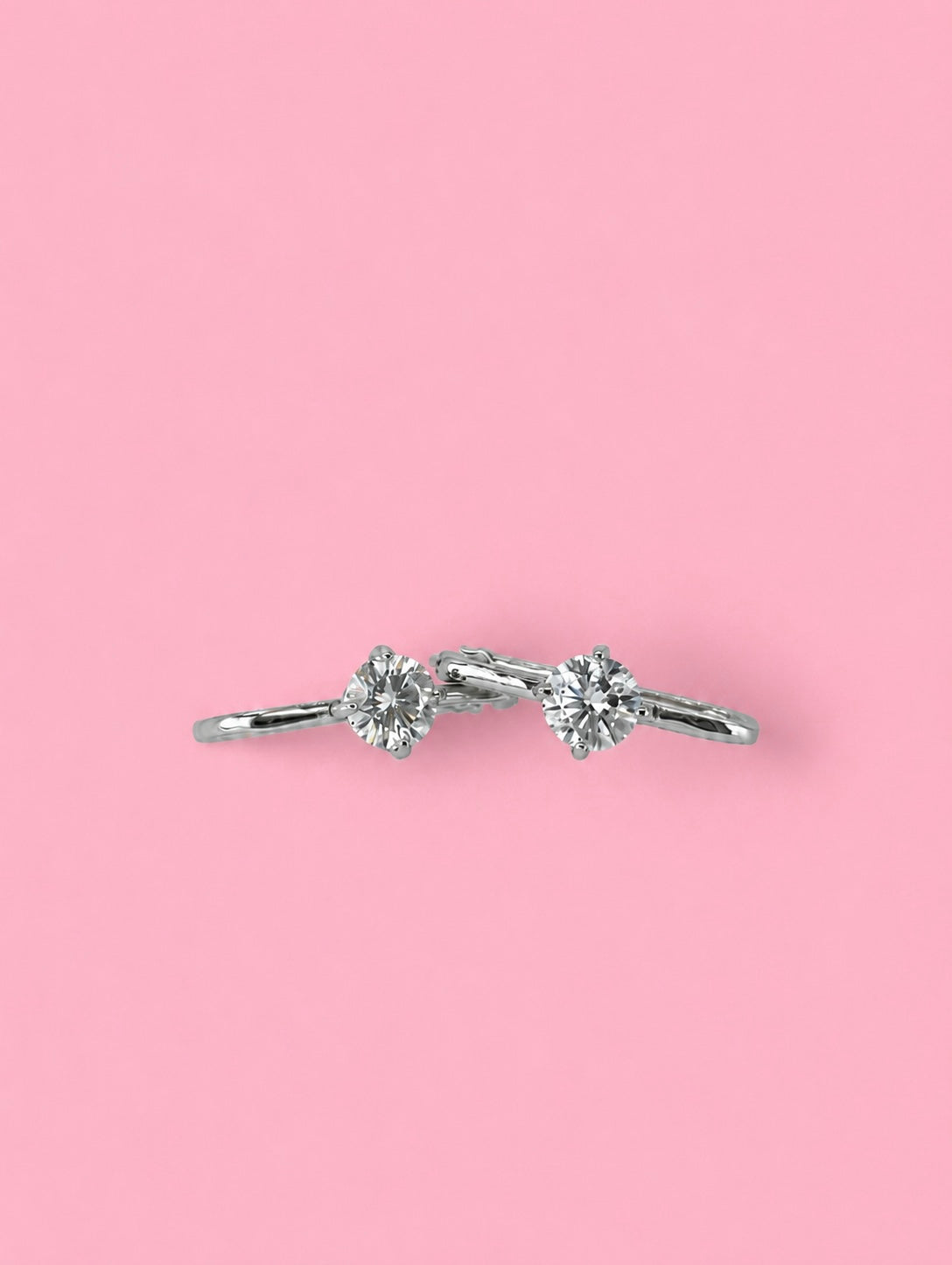 Rectangular Hoop Solitaire Earrings