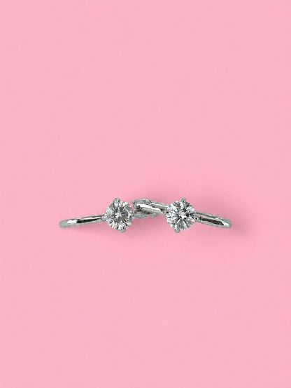 Rectangular Hoop Solitaire Earrings